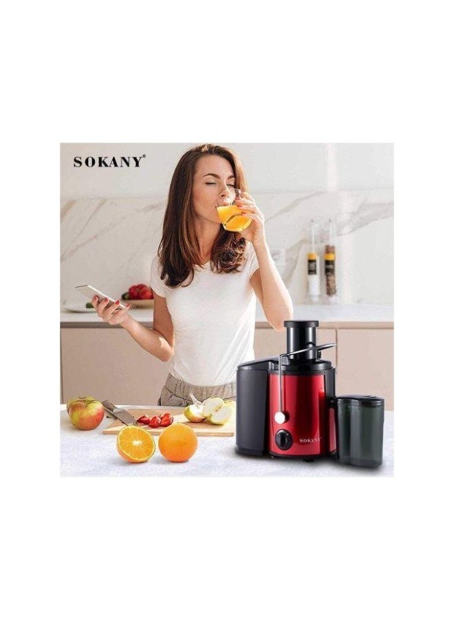 sokany SK-4001 Sokany Fruit and Vegetable Juicer - 800W motor, two different speeds, large juice bowl, stainless steel - Red and Black - Image 4